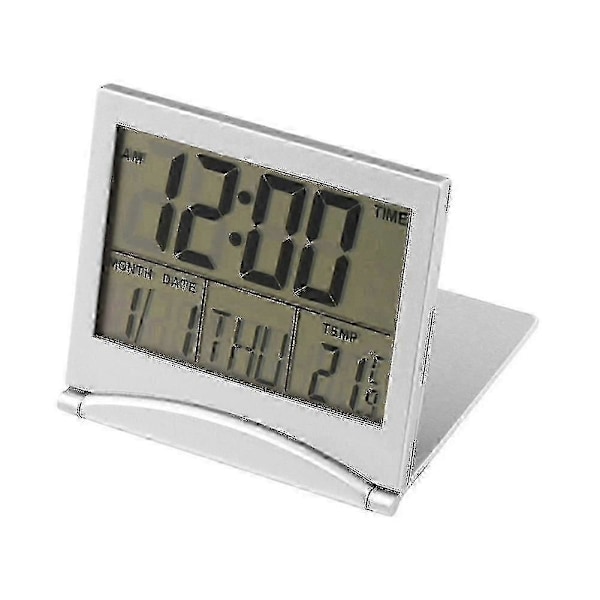 Ny Digital LCD Väderstation Hopfällbar Skrivbords Temperatur Rese Väckarklocka