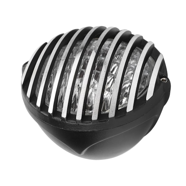 Motorcykel LED-strålkastare Retro Transparent Lins Modifiering med Golden Grille Guard 12V