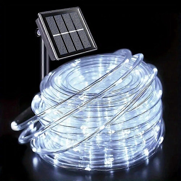 LED Solcelle Lyslenke for Hage Juledekorasjon Eventyrlys Utendørs Bryllupsfest Lampe IP65 Vanntett ABS Hvitt Lys 22M200LEDS