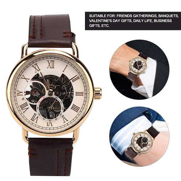 FORSINING Fashionabla watch Mekanisk halvautomatisk watch med ihåligt mönster (White SurfaceGold- case )