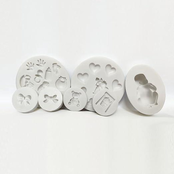 7 st Fondant Silikon Molds, 3D Sova Baby Socker Craft Cake Dekoration Cupcake Toppers Hantverksprojekt Gum Paste Resin Polymer Clay Form