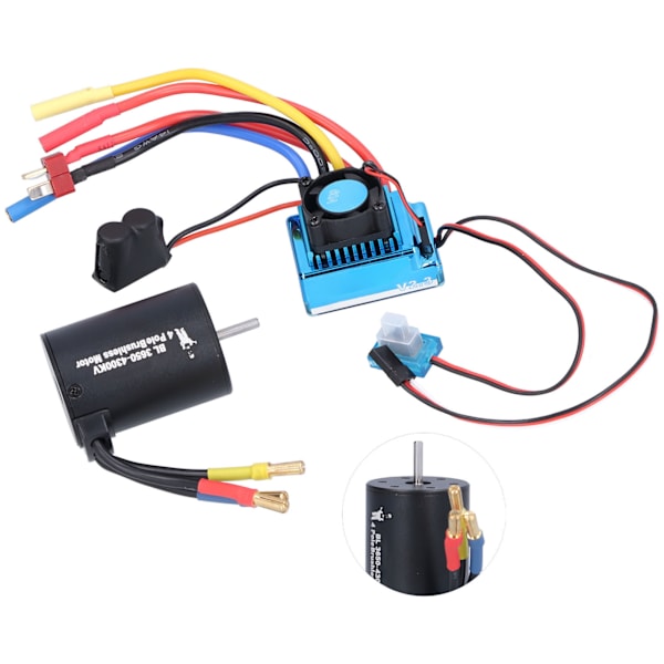 3650 4300KV 4P Børsteløs Motor + 60A Børsteløs ESC Sett for 1/10 Fjernstyrt Bil