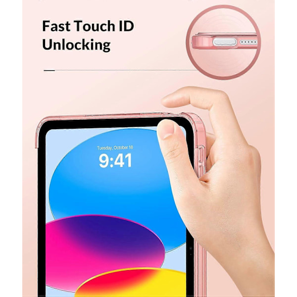 Fodral för iPad 10:e generationen 2022, iPad 10,9 tum Fodral, Mjuk TPU Genomskinlig Frostad Baksida Slim Shell Skyddsfodral med Justerbara Vinklar