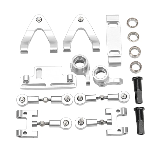 RC Aluminium Övre Nedre Upphängningsarm Styrkopp Hex Adapter Metalltillbehör Set för WPL D12 RC BilSilver