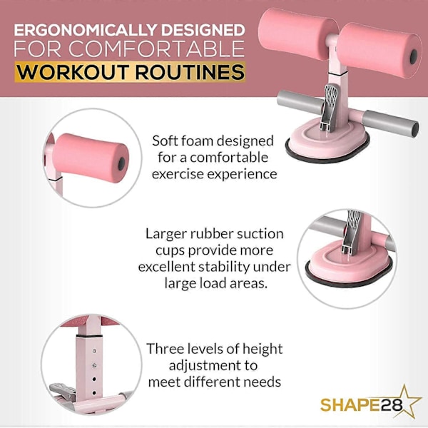 Ab Cruncher Treningsutstyr for Hjemmetrening - Sit Up Bar for Gulv Med Sugekopp