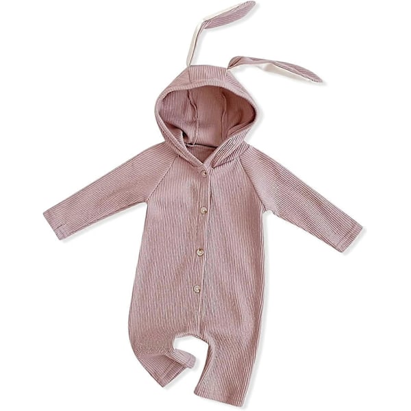 Min Första Påskoutfit Baby Flickor Kanin Body Strumpor med Lång Kanin Öron Hatt Nyfödd Baby Flickor Klädset (66cm)