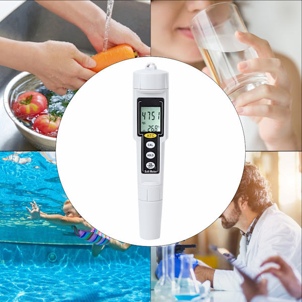 CT3081 Bärbar Digital Salinometer Salinitetstemperatur Fuktighetsmätare för saltvattenpool