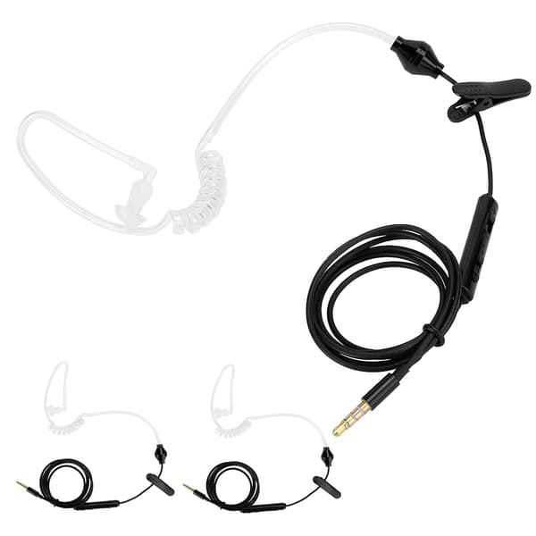 3 sæt HRT‑1 mobiltelefon luftrør headset med mikrofon 3,5 mm stik kablet øretelefon sort