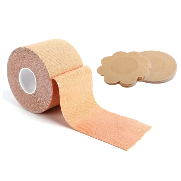BH Tape självhäftande Andas Engångs Stretchig Hudfärg Vattentät Push Up Bröstlyft Bröstvårtskydd BH Tape Bröstvårtskydd 3 X 2in