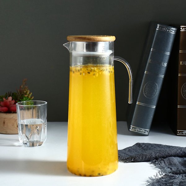 1,2L Akryl Transparent Saftflaske Koldt Vandkande Krukke til Bar Hjemmebrug Bambuslåg