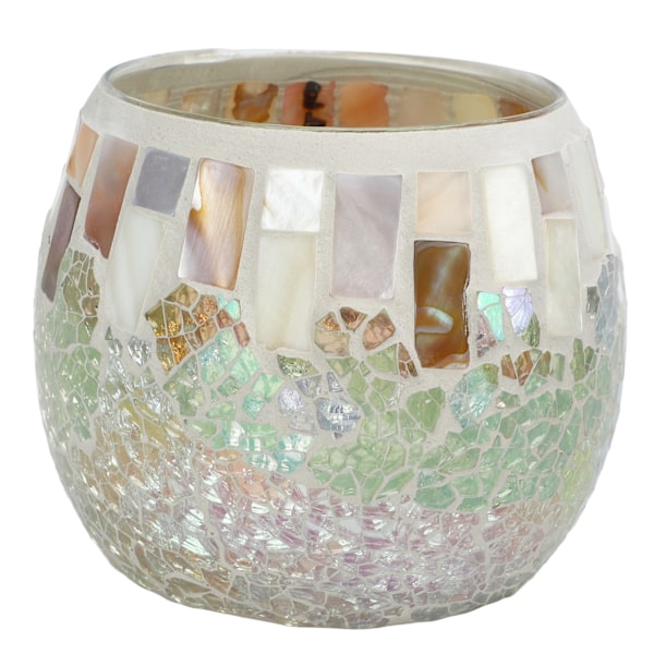 Mosaikk Glass Lysestake Skall Lys Farge Ball Utseende Høy Lysgjennomgang Glass Tealight Lysestake for Bord