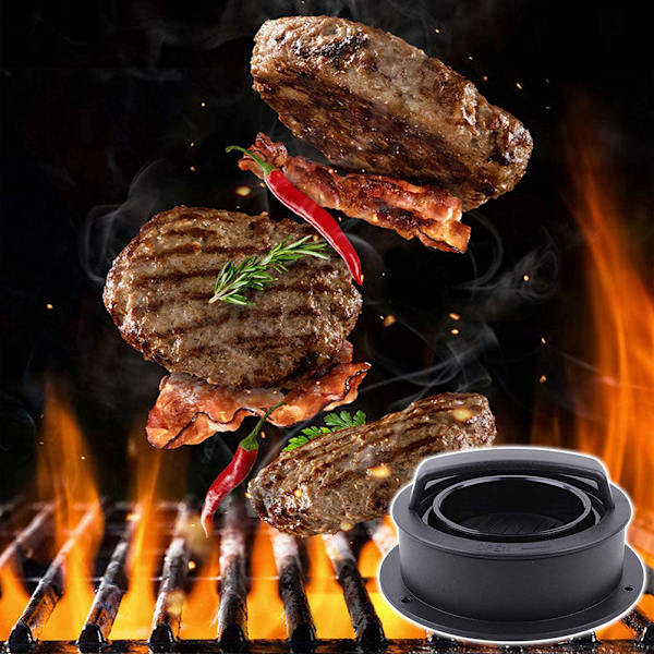 Hamburgerpressverktyg Hamburger Patty-formar 3 i 1 Hamburger Patty Maker för vanlig nötköttsburgare Non Stick Köksgrillverktyg