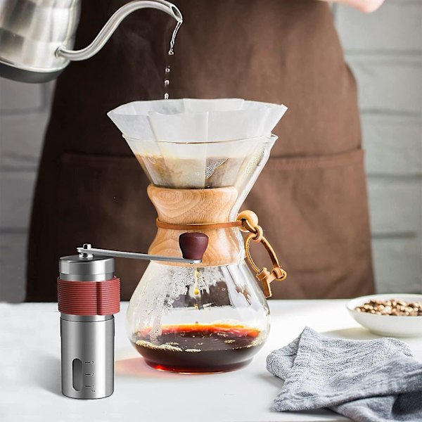 Bærbar Keramik Burr Kaffe Grinder - Holdbar Rustfrit Stål Manuel Kværn til Hjem, Kontor og Rejser