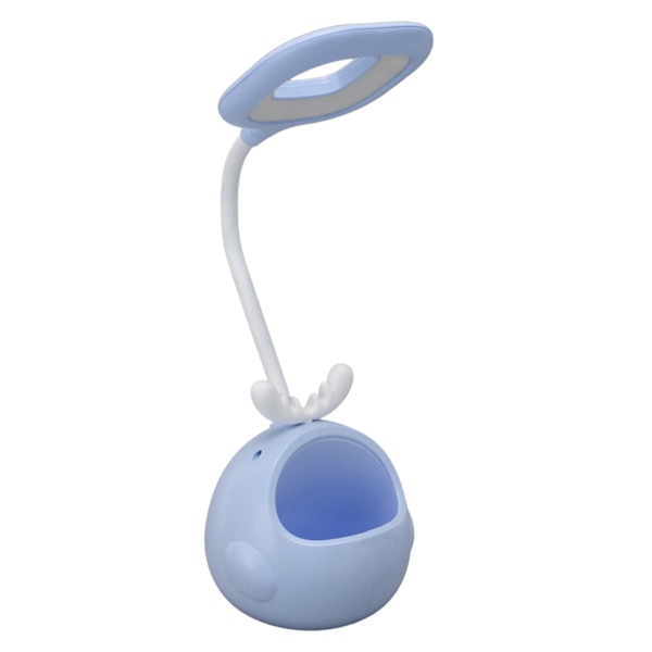 LED-bordslampa Ögonskydd Skonsam enhetlig belysning Flexibel slang USB läsljus med pennhållare Blå