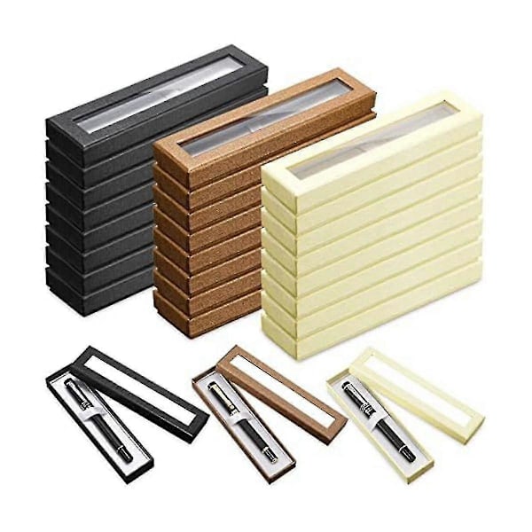 24 st Pennpresentförpackning Tomma Pennfodral Med Klart Lock Pennskärm För Julklappsförpackning (svart, B