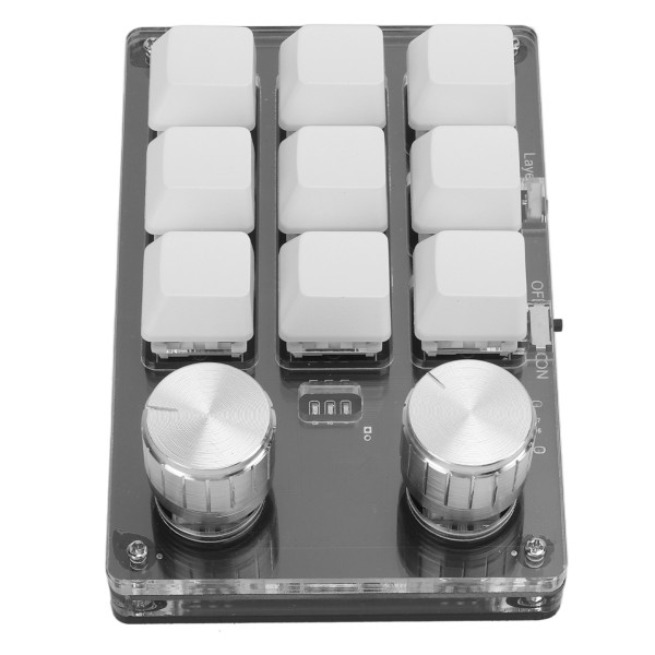 Trådlöst programmerbart kortkommando tangentbord USB Bluetooth Dual Mode 9 tangenter med knoppar Blå switch för Office Games Music