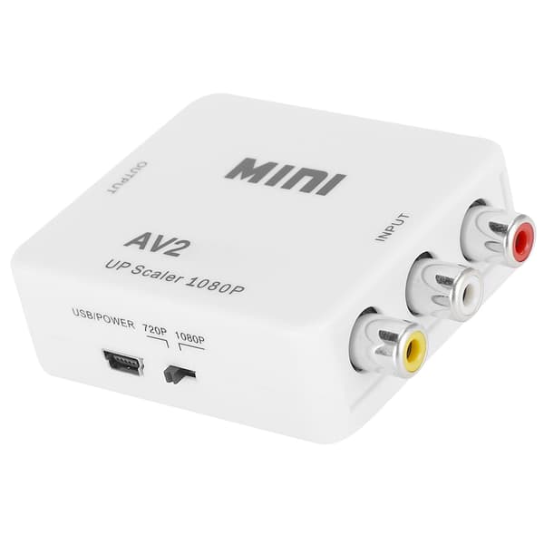 AV til HDMI Høydefinisjonskonverter Transverter RCA til HDMI AV2HDMI Hvit