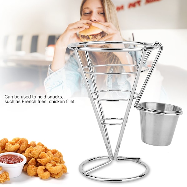 Plettert pommes frites-stativ, buffé-kjegle, snacks-displaystativ, pommes frites-kurver (enkelt kopp)