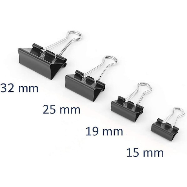 Multifunktionella pappersklämmor - Förpackning med 40 - 19 mm - Metallritningsklämmor för kontorsmaterial