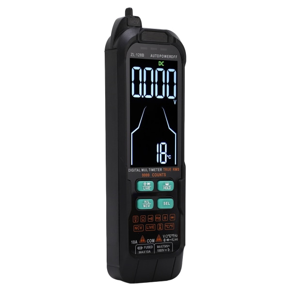 Digital multimeter, bärbar, stor bakgrundsbelyst skärm, 1000 mAh, strömspänningsmätare 0-1000 V