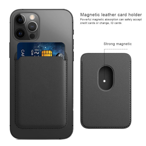 Magnetisk adsorptionskorthållare i PU-läder kompatibel för iPhone 12 mini 12 Pro Max