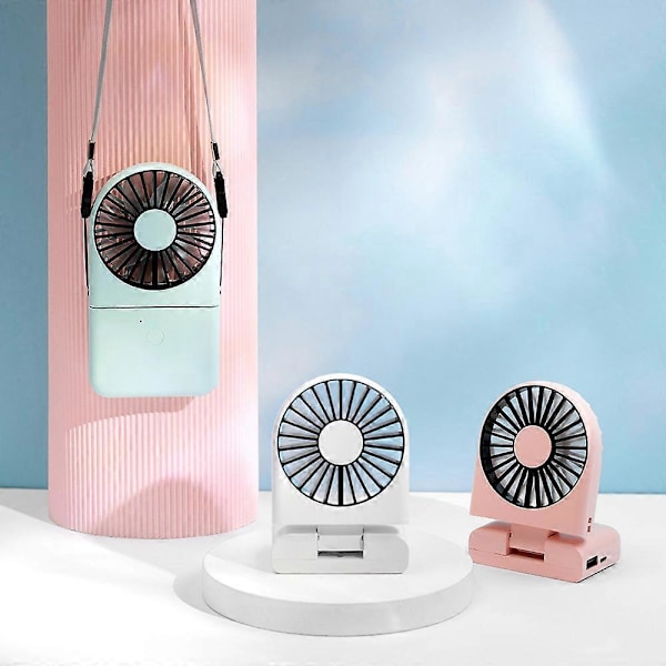 Vaaleanpunainen kannettava kesätuuletin, riippuva tuuletin, mini riippuva tuuletin varavirtalähteellä, kannettava USB ladattava tuuletin