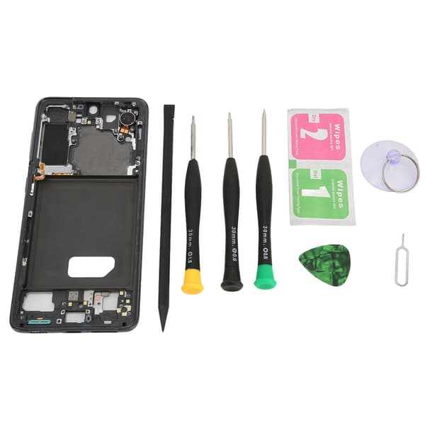 Midterrammeplade Husplade Midterfrontplade Ramme Udskiftningsreparationsdele til SAMSUNG S21 Sort