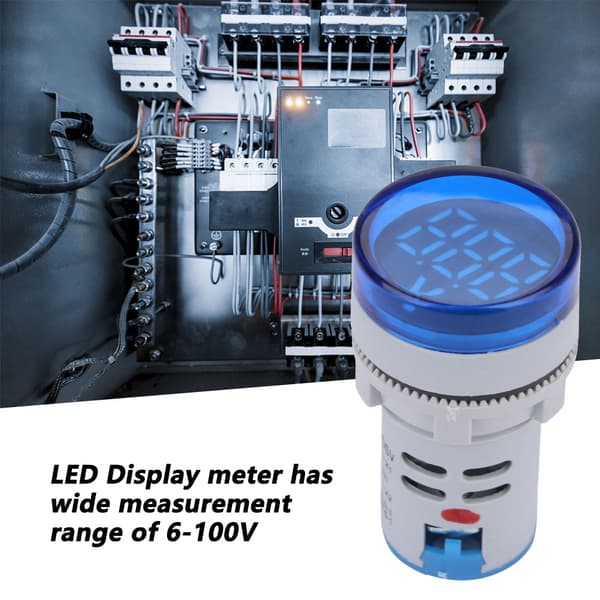LED Voltmeter Signallampe Digital Display DC Spændingsmåler Indikator Rund Lampe Tester (Blå)