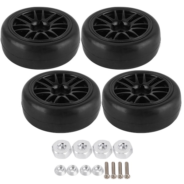 4 stk. 63MM fjernkontroll metallhjulnav gummihjul med adapter for WPL D12 RC lastebil