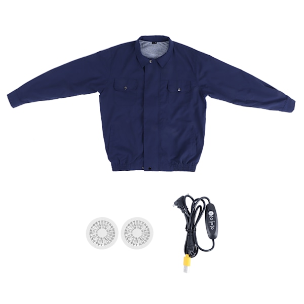 Air Conditioning Clothes USB Dual Fan 360° Refrigeration Cooling Jacket for Summer WorkingDark Blue