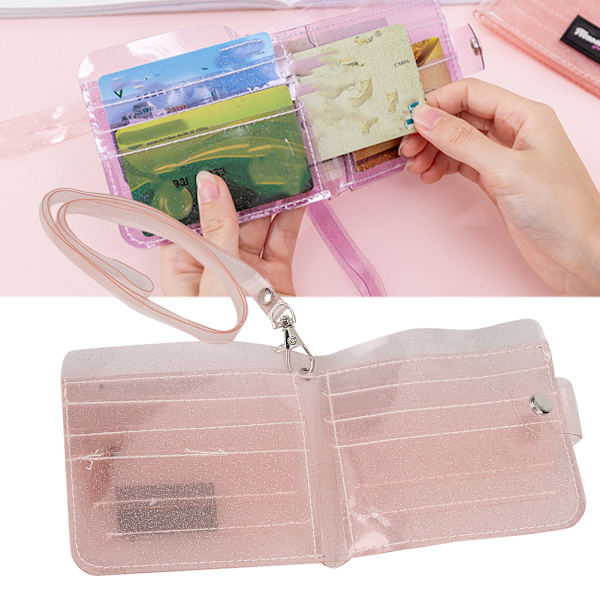 Bærbar Mini Transparent Mønter Pung Hængende Hals Taske PVC Kort Opbevaring Holder Orange