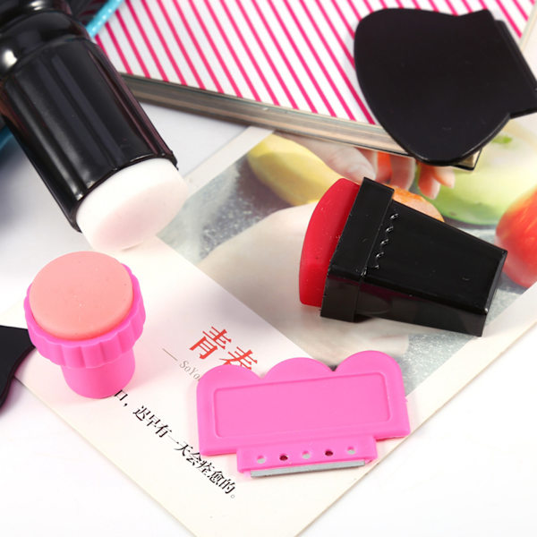 Nail Art Scraper Stemplingsplade Double Ended Stamper 7 Stk Sæt Manicure Værktøj
