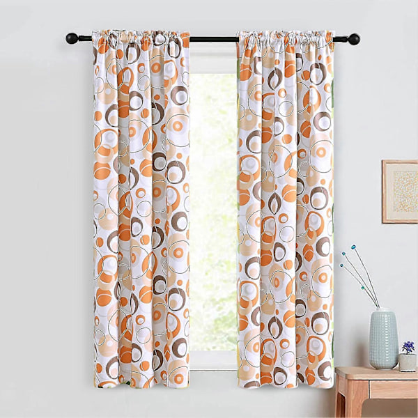 Vindusgardin Lystett Enkel å Installere Polyester Sirkelmønster Vindusforheng Hjemmeinnredning Oransje