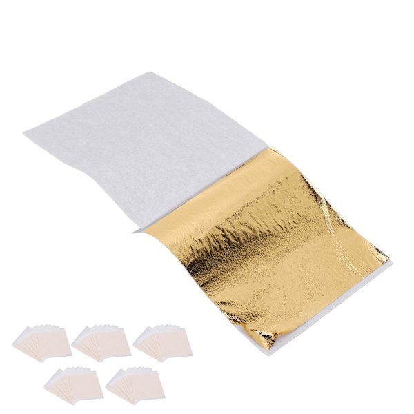 5 påsar Konstnärliga bladguldsark Multipurpose Metallic Imitera guldfolieark för konstförgyllning hantverk