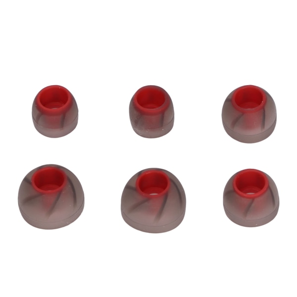 6 stk Øretelefoner Ørepropper Silikon myk støyisolering 3 størrelser Erstatningsørepropper for 4,5-6,5 mm lydhull Grå rød