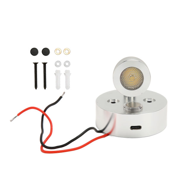 RV-innerbelysning RV dimbar läslampa med USB-laddningsport för campingfordonshytt släpvagn DC 12‑24V RV235 Tricolor Silver