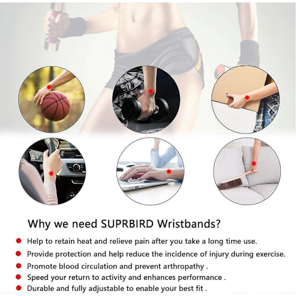 Håndledsstøtte, 2-pak Håndledsbandage, Justerbar Håndledsrem Reversibel Karpaltunnelbandage til Fitness/Sportsbeskyttelse