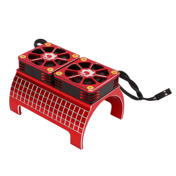 RC Motor Dobbelt Køleventilator Køleplade Aluminiumlegering 5 til 7,4V 1/5 RC Tilbehør til Traxxas Rød