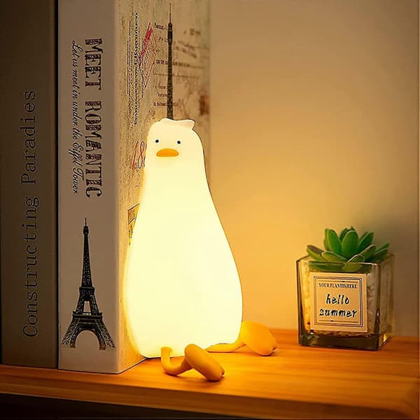 Lying Flat Duck Night Light, Cute Luminous Duck, LED Silicone Bedside Lamp, Touch Control Rechargeable Night Lights (Duck)