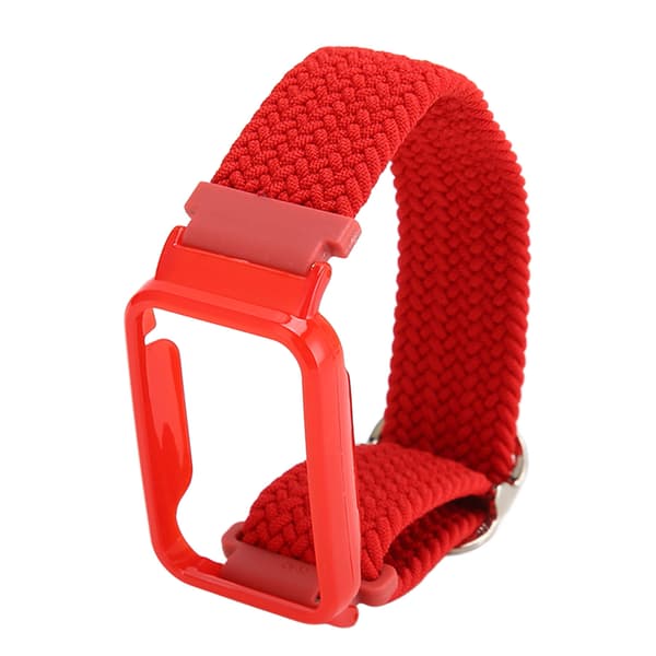 Flätat Loop-armband för Mi Band 7 Pro Justerbart Elastiskt Nylon Loop-armband med Skyddsram Rött Armbandsfodral
