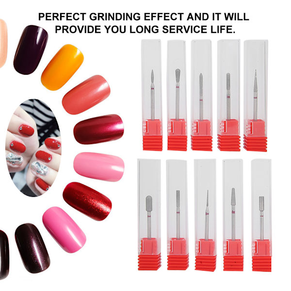 10 st Nagelborr Nagelpolering Burr Manikyr Pedikyr Tillbehörsverktyg Set Typ B