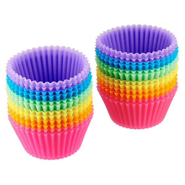 24 stk gjenbrukbare silikon muffinsformer, non-stick muffinsformer