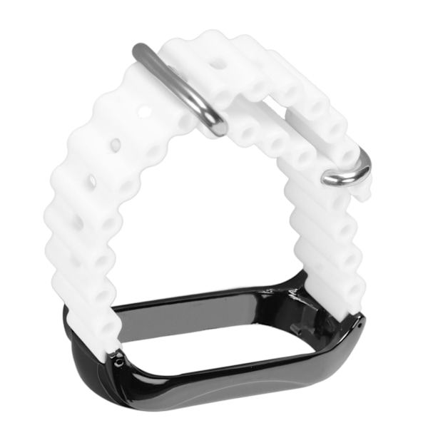 Silikone urrem med rustfrit stål beskyttende kofangerkasse Tilbehør Passer til Mi Band 7 White