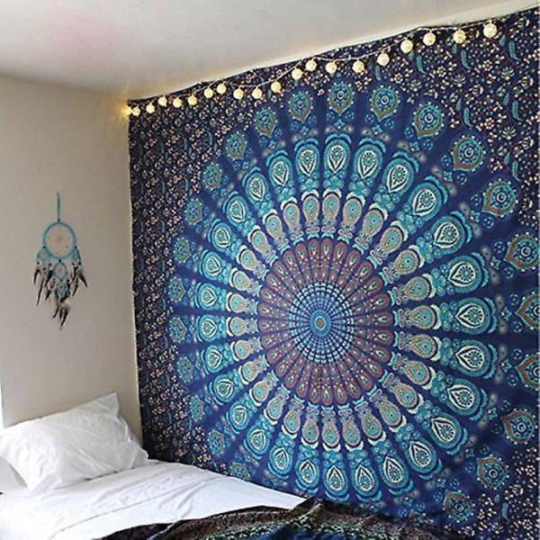 Vægophæng Stort Gobelin 230x180cm Påfugl Mandala Gobeliner Ren Bomuld Væglagen vægophæng Dekorativt Meget Boho Sengetøj Stue Dec