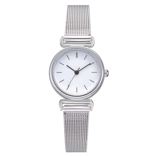GAIETY casual pyöreä watch metalliseoshihna pieni kellotaulu kvartsi rannekello naisille (valkoinen)