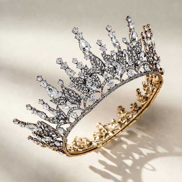 Mørk Gotisk Rhinestone Dronningkrone - Elegant Hodeplagg for Bryllup, Cosplay og Ball