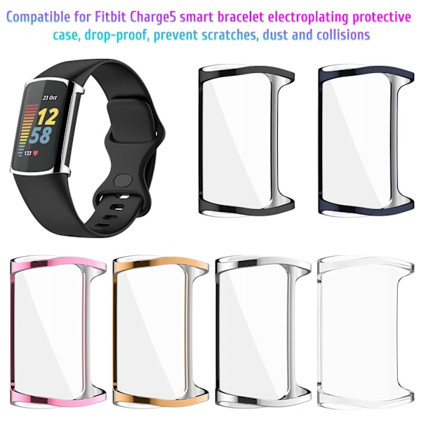 2 stk. beskyttende etui kompatibel med Fitbit Charge5 Smart Armbånd Elektroplettering Etui Faldsikkert Forhindrer Ridser Dæksel