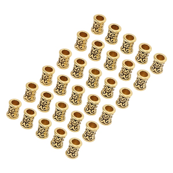 30 stk Hårrørperler Retro Legering Hårdreadlocks Perler Tilbehør til gør-det-selv-hårfletning Armbånd Vedhæng Halskæde Guld