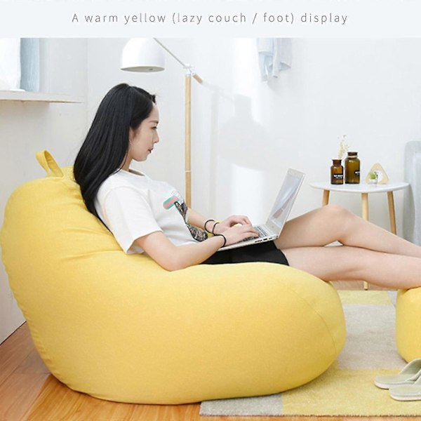 Extra Stora Sittsäckar Soffa Överdrag Lazy Lounger För Vuxna Barn Inomhus NewJune 6.1 Gul 90 * 110cm