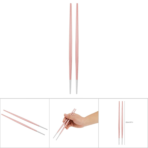 304 rustfritt stål spisepinner japanske sushi spisepinner bestikksett (rosa sølv)
